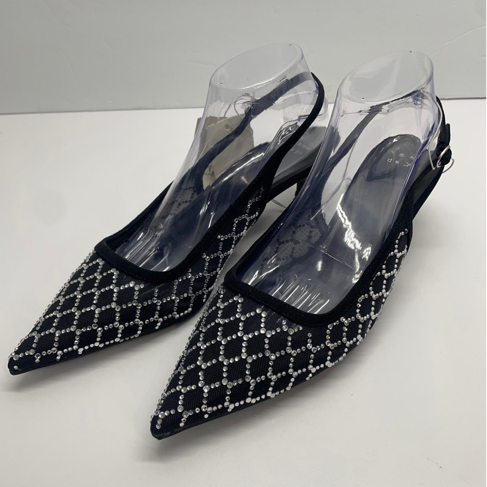 Slingback Kitten Heels Gigi Embellished Black Sz 6.5 New- A New Day